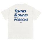 PLAY TENNIS DATE BLONDES DRIVE PORSCHE